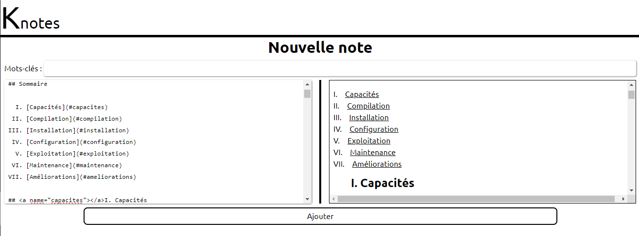 Prévisualisation du projet KNotes